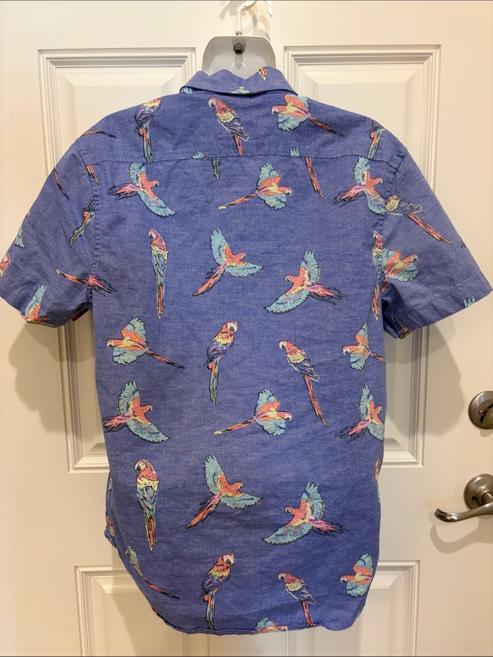 chubbies Blue Short-Sleeve Button-Down Shirt with Multicolor Parrot Print S - Picture 6 of 8